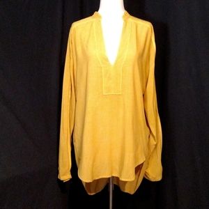 The Odells Boho Golden Yellow Long Sleeve V-Neck Breathable Lightweight Top Sz S